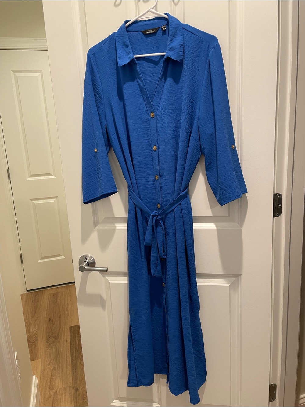 Mlle Gabrielle Blue Button-Front Shirt Dress, Size XL